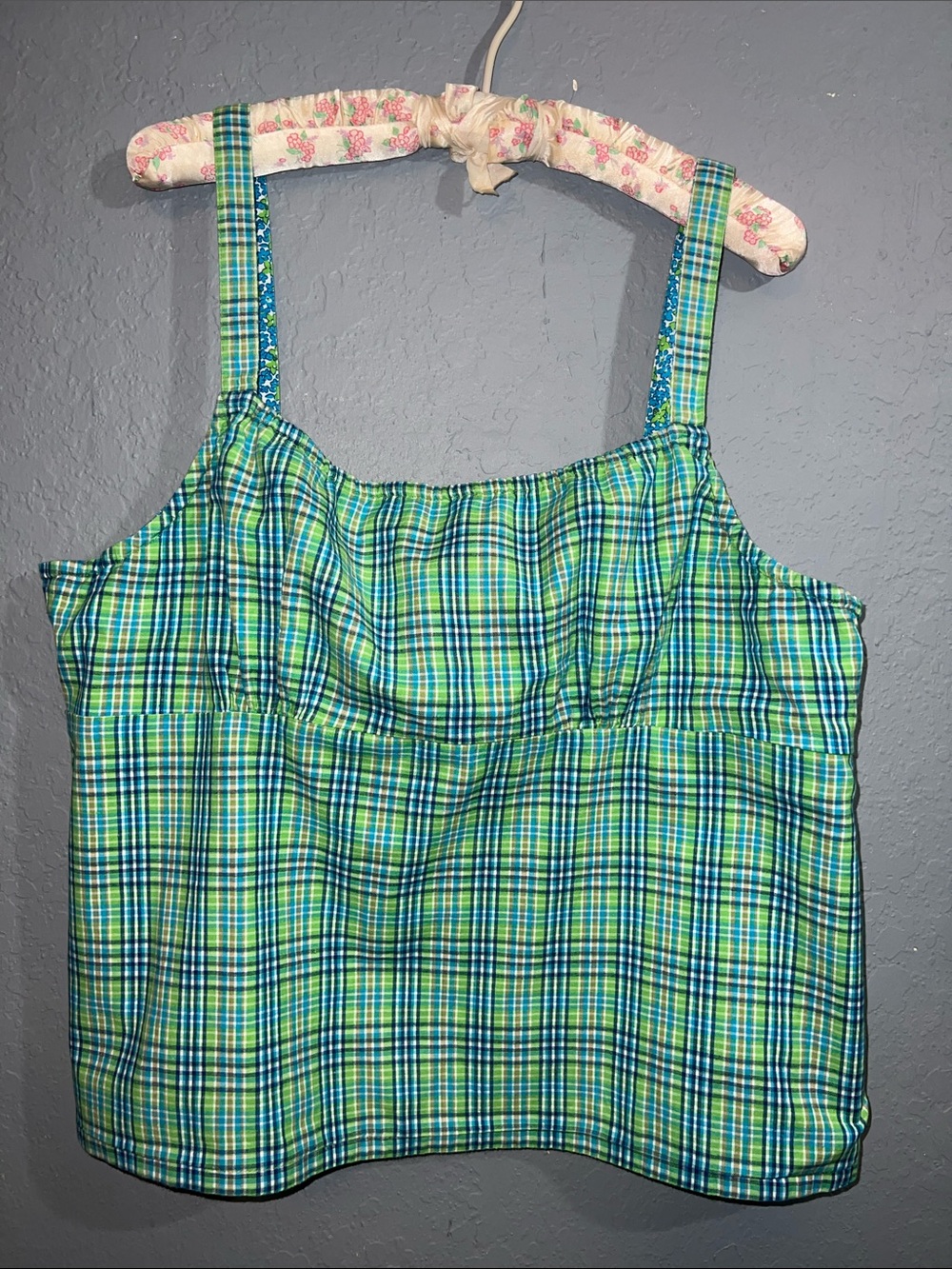 Reversible Plaid Green Tank Top